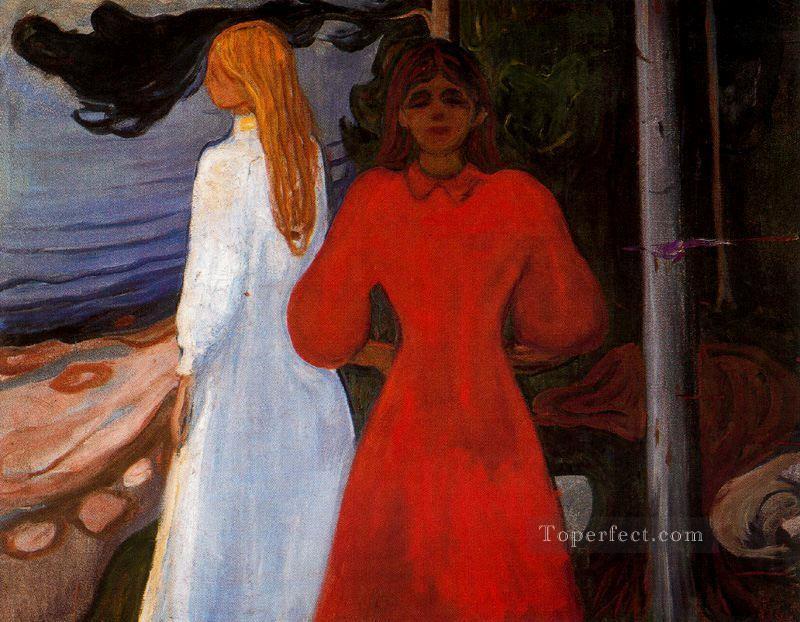 red and white 1900 Edvard Munch Oil Paintings